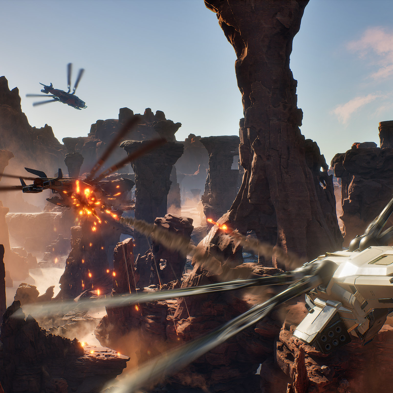 Player character in stillsuit engaging in melee combat with raiders