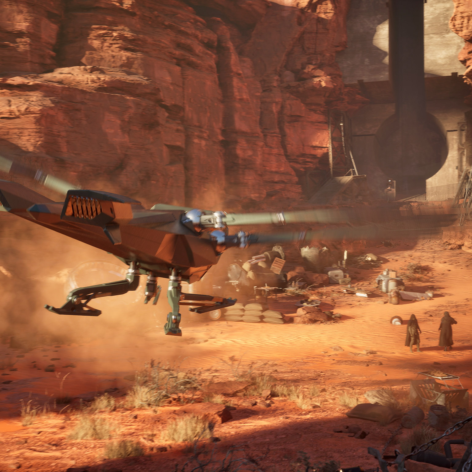 Night scene showing bioluminescent desert creatures and spice blooms